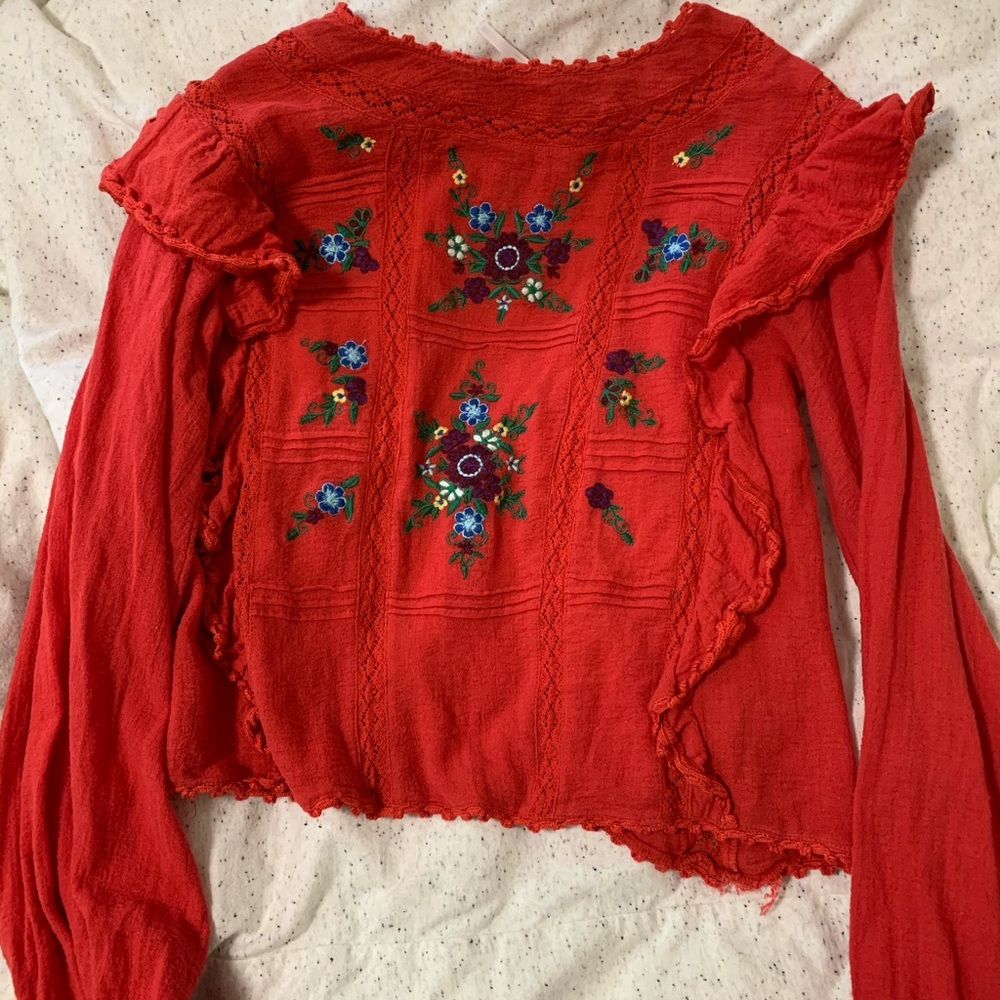 Free people Amy floral embroidered top